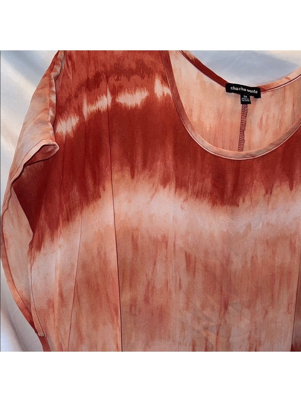 cha cha vente Rust Tie-Dye High-Low Tunic cover up, plus size 3X - Picture 5 of 6